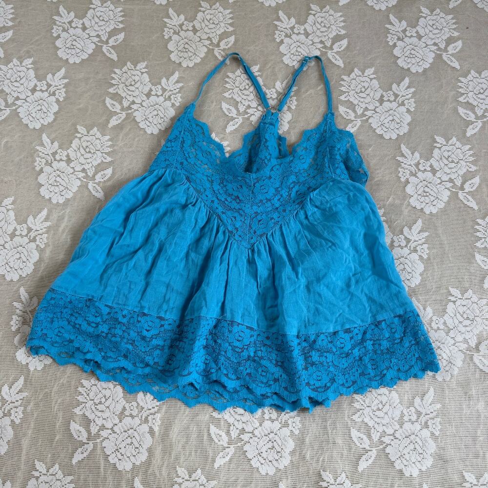 Intimately Free People Blue Lace Babydoll Cami Size XS